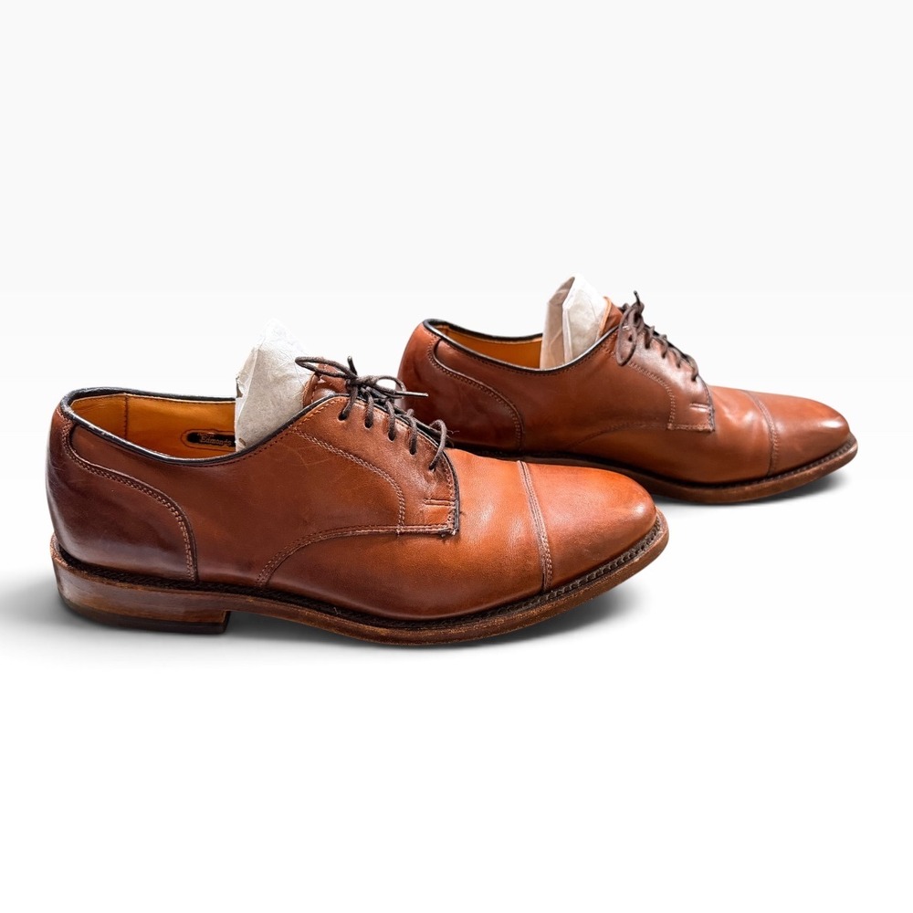 Allen Edmonds Cortland Cognac Leather Cap Toe Derby Dress Shoes Mens 7 D 9654